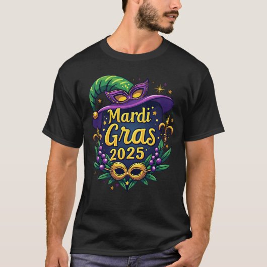 Mardi Gras 2025: Federn, Floats & Fun! T-Shirt (Vorderseite)
