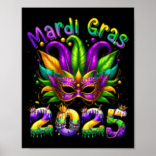 Mardi Gras 2025 Mask Feathers Mardi Gras Family Co Poster