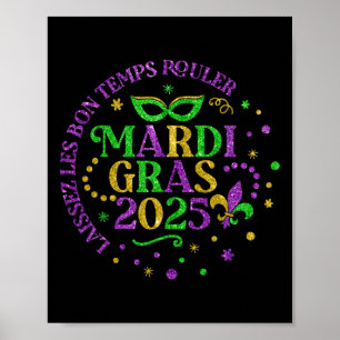 Mardi Gras 2025 Mask Feathers Mardi Gras Family Co Poster