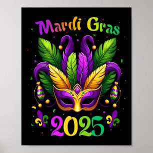 Mardi Gras 2025 Maskenfedern Mardi Gras Familienko Poster
