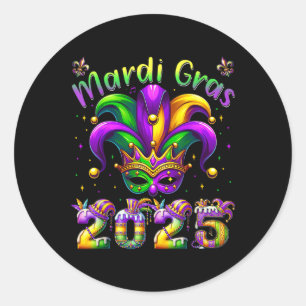 Mardi Gras 2025 Narrenkostüm Kinder Mädchen Jungen Runder Aufkleber