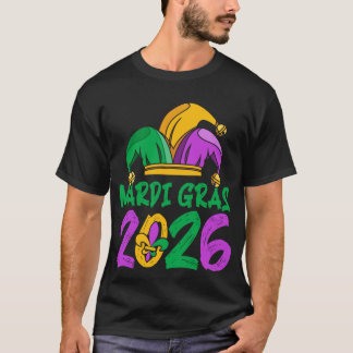 Mardi Gras 2026 Jester Hat Carnival Celebration T-Shirt