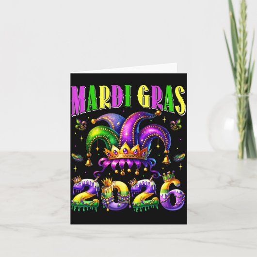 Mardi Gras 2026 Jester Outfit Kids Girls Boys Men  Karte (Vorderseite)