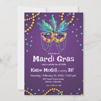 Mardi Gras 21. Geburtstagsfeier Party Einladung