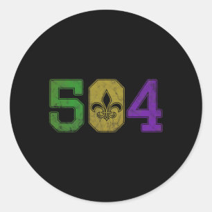 Mardi Gras 504 T Shirt Nola New Orleans Louisiana Runder Aufkleber