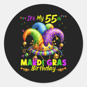 Mardi Gras 55. Geburtstag Fett Dienstag 55 Jahre a Runder Aufkleber