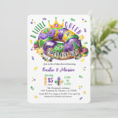 Mardi Gras A little Queen Round Corner Invitation Einladung (Stehend Vorderseite)