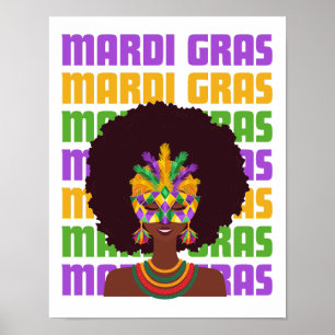 MARDI GRAS Afro Königin Poster