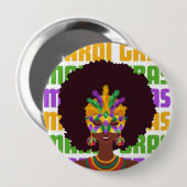 MARDI GRAS Afro Queen Button (Vorne & Hinten)