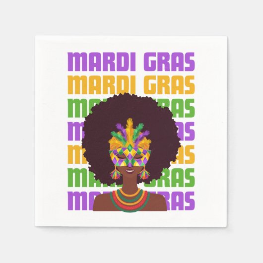 MARDI GRAS Afro Queen Serviette (Vorderseite)