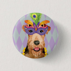 Mardi Gras Airedale Button