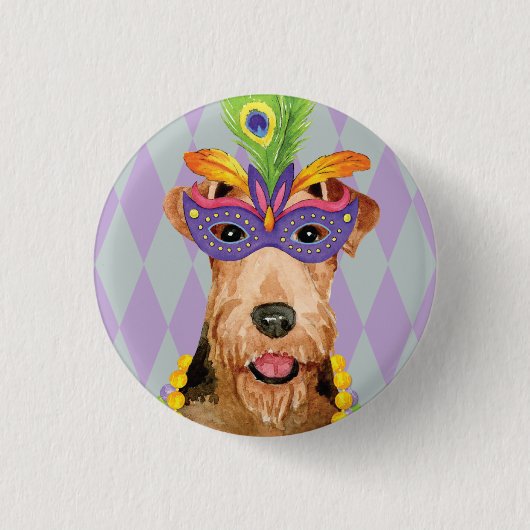 Mardi Gras Airedale Button (Vorderseite)