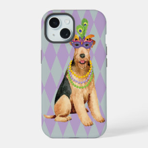 Mardi Gras Airedale iPhone 15 Hülle