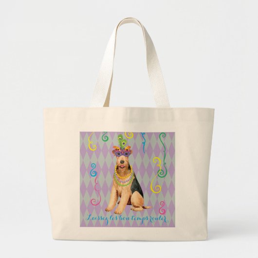 Mardi Gras Airedale Jumbo Stoffbeutel (Vorne)