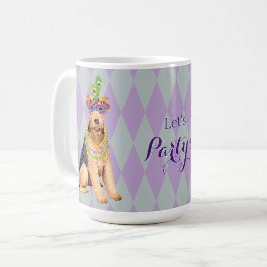 Mardi Gras Airedale Kaffeetasse (Vorderseite Links)