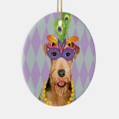 Mardi Gras Airedale Keramik Ornament (Rechts)