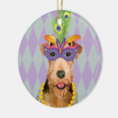 Mardi Gras Airedale Keramik Ornament (Links)