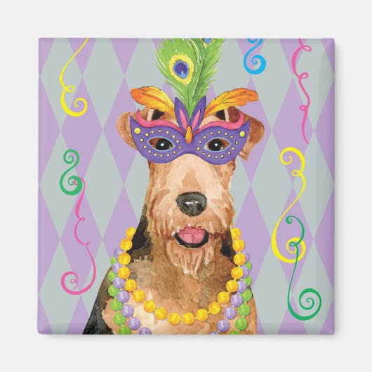 Mardi Gras Airedale Magnet (Vorne)
