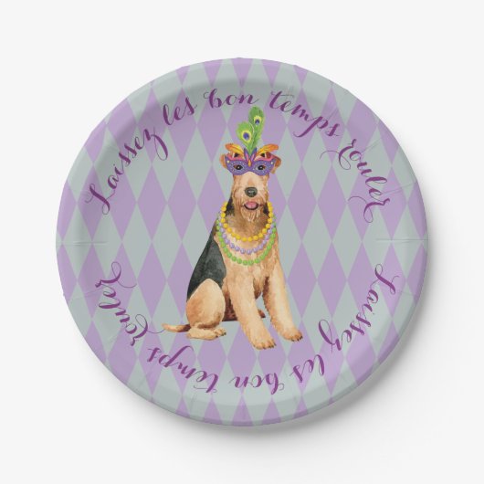 Mardi Gras Airedale Pappteller (Vorderseite)