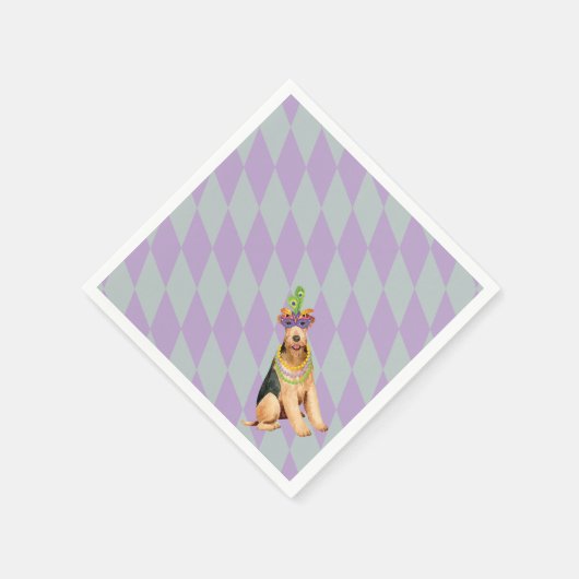 Mardi Gras Airedale Serviette (Ecke)
