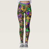 Mardi Gras Alles Perlen Maski Party Leggings (Vorderseite)