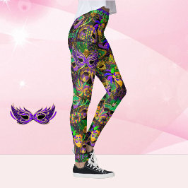 Mardi Gras Alles Perlen Maski Party Leggings