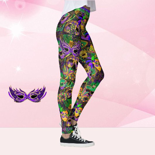Mardi Gras Alles Perlen Maski Party Leggings