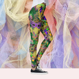 Mardi Gras Alles Perlen Maski Party Leggings