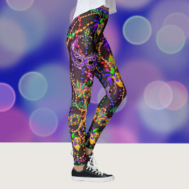 Mardi Gras Alles Perlen Maski Party Leggings
