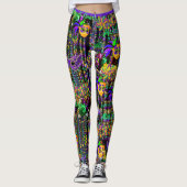 Mardi Gras Alles Perlen Maski Party Leggings (Vorderseite)