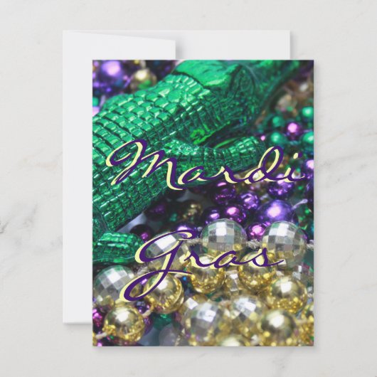 Mardi Gras Alligator Custom Party Card lädt ein Einladung (Vorderseite)