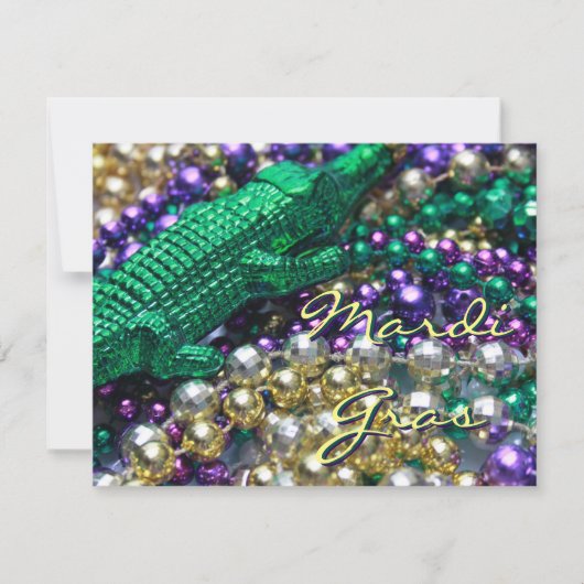 Mardi Gras Alligator Einladungen für benutzerdefin (Vorderseite)