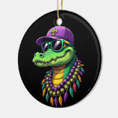 Mardi Gras Alligator Festival Moon and Stars Keramik Ornament (Links)