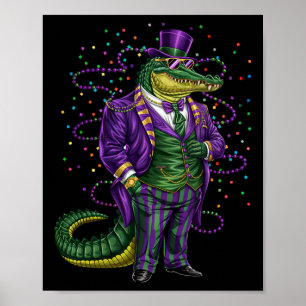 Mardi Gras Alligator Funny Mardi Gras Kostüme Männ Poster