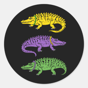 Mardi Gras Alligator Funny Men Mardi Gras Kids Runder Aufkleber