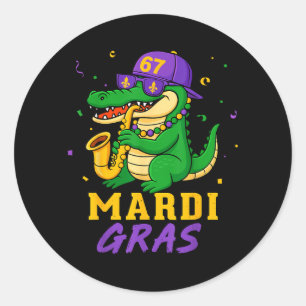 Mardi Gras Alligator für Kinder Jungen Männer Juge Runder Aufkleber