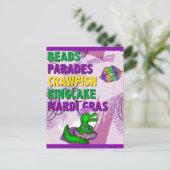 Mardi Gras Alligator Lila Green Gold Postkarte (Stehend Vorderseite)