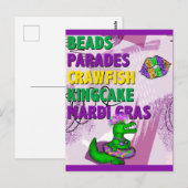 Mardi Gras Alligator Lila Green Gold Postkarte (Vorne/Hinten)