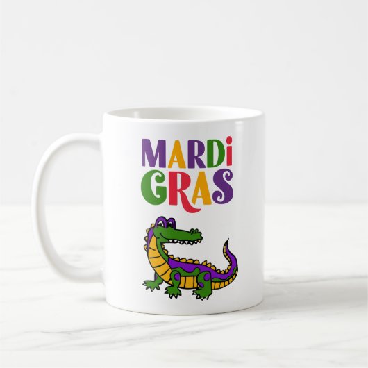 Mardi Gras Alligator, Mardi Gras Party Kaffeetasse (Links)