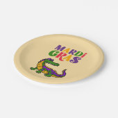 Mardi Gras Alligator, Mardi Gras Party Pappteller (Schrägansicht)