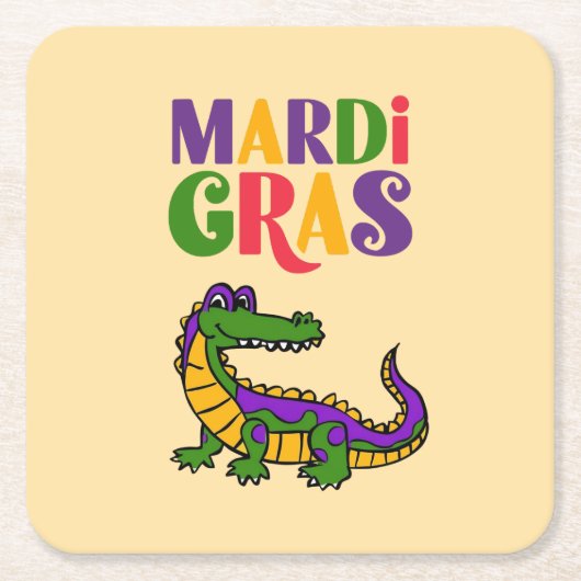 Mardi Gras Alligator, Mardi Gras Party Rechteckiger Pappuntersetzer (Vorderseite)