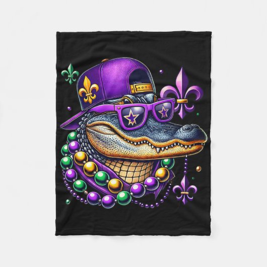 Mardi Gras Alligator Mardigator Crocodile Kids Boy Fleecedecke (Vorderseite)