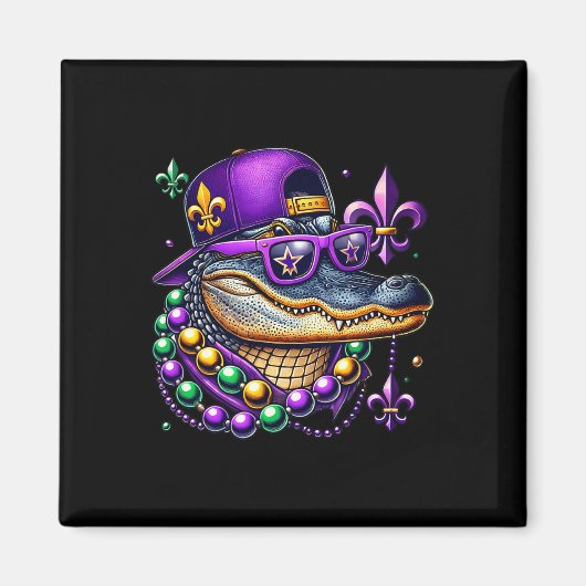 Mardi Gras Alligator Mardigator Crocodile Kids Boy Magnet (Vorne)