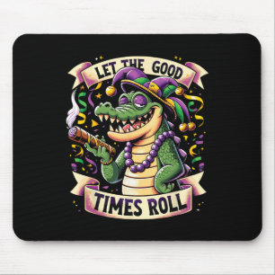 Mardi Gras Alligator mit Zigarre Mousepad