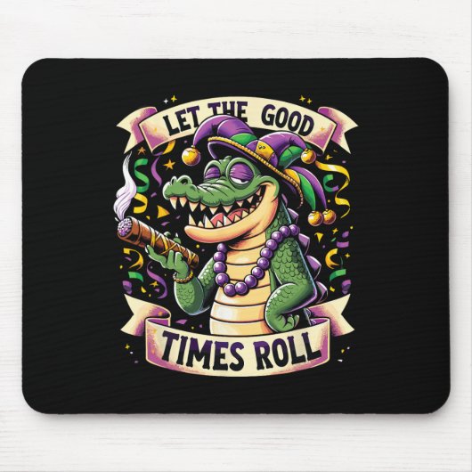 Mardi Gras Alligator mit Zigarre Mousepad (Vorne)