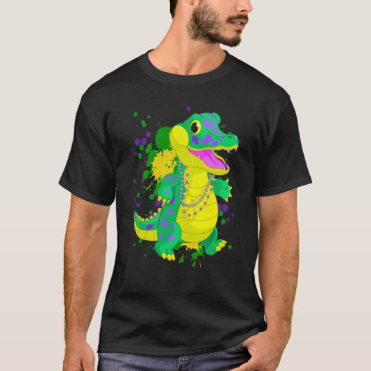 Mardi Gras Alligator Paint Splatter For Men Women T-Shirt (Vorderseite)