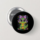 Mardi Gras Alligator Perlen Bogen Kinder Frauen _2 Button (Vorne & Hinten)