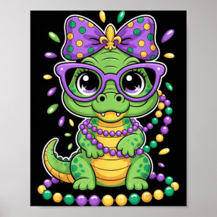 Mardi Gras Alligator Perlen Bogen Kinder Frauen  Poster