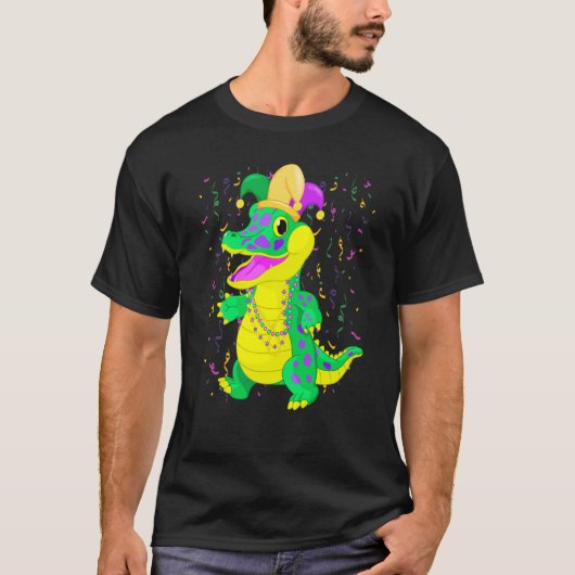 Mardi Gras alligator with Jester Carnival for kids T-Shirt (Vorderseite)