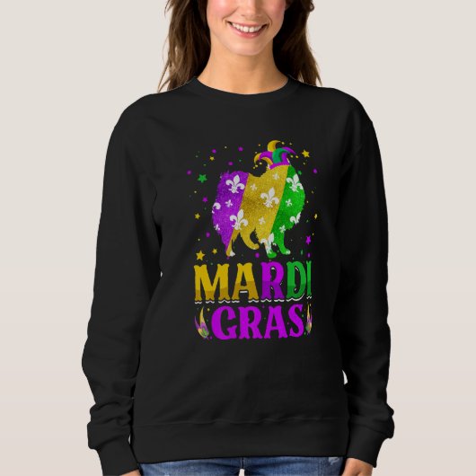 Mardi Gras American Eskimo Dog Lover Carnival Jest Sweatshirt (Vorderseite)